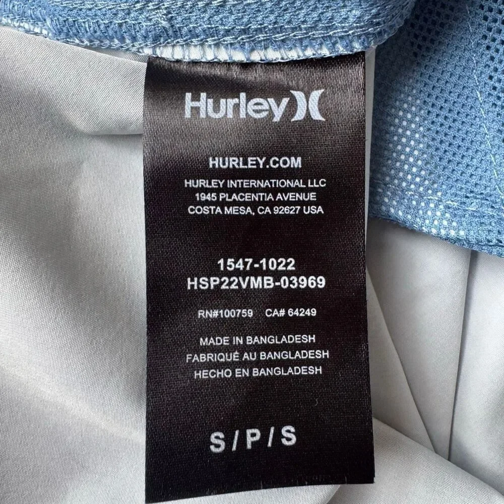 Hurley Medium Blue Pull On String Elastic Waist Hybrid Walk Shorts SZ S #2503